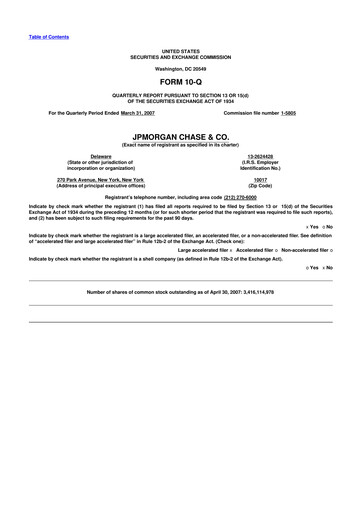 Vorschaubild JPMorgan Chase 10-Q Quartalsbericht  