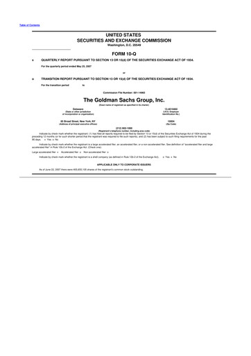 Vorschaubild Goldman Sachs 10-Q Quartalsbericht  
