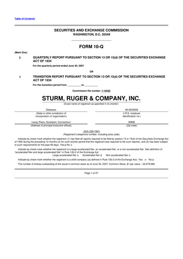 Thumbnail Sturm, Ruger & Co 10-Q Quarterly Report FY 