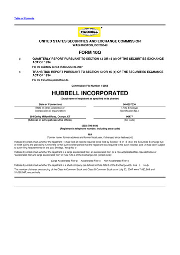 Thumbnail Hubbell 10-Q Quarterly Report FY 