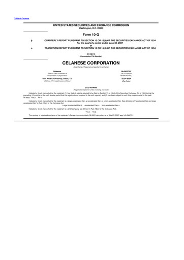 Thumbnail Celanese 10-Q Quarterly Report FY 