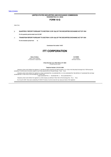 Thumbnail ITT 10-Q Quarterly Report FY 