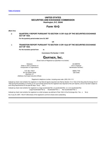 Thumbnail Gartner 10-Q Quarterly Report FY 