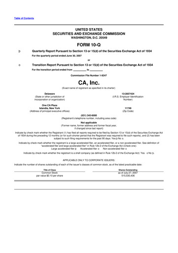 Thumbnail CA Technologies 10-Q Quarterly Report FY 