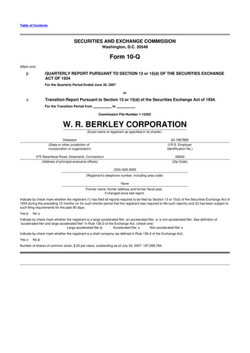 Vorschaubild W. R. Berkley 10-Q Quartalsbericht  