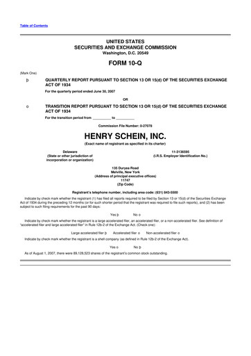 Thumbnail Henry Schein
 10-Q Quarterly Report FY 