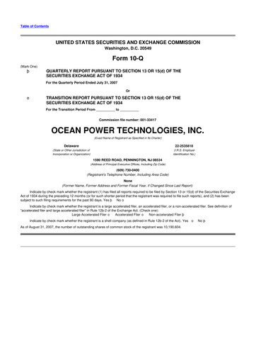 Thumbnail Ocean Power Technologies
 10-Q Quarterly Report FY 