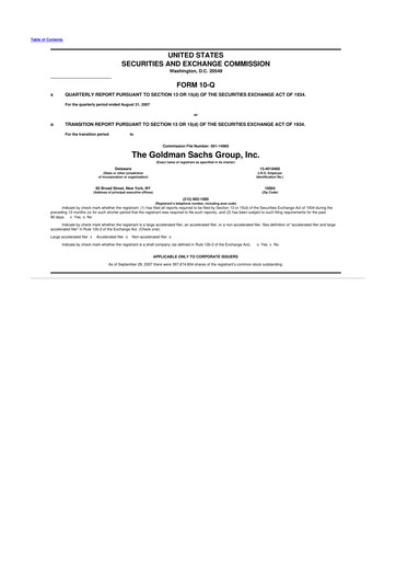 Vorschaubild Goldman Sachs 10-Q Quartalsbericht  