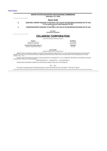 Thumbnail Celanese 10-Q Quarterly Report FY 