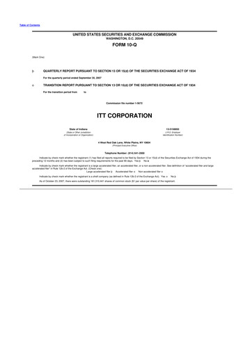 Thumbnail ITT 10-Q Quarterly Report FY 