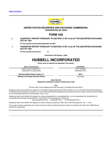 Thumbnail Hubbell 10-Q Quarterly Report FY 