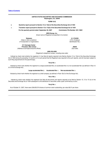 Thumbnail NRG Energy
 10-Q Quarterly Report FY 