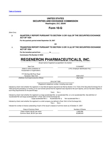 Thumbnail Regeneron Pharmaceuticals 10-Q Quarterly Report FY 