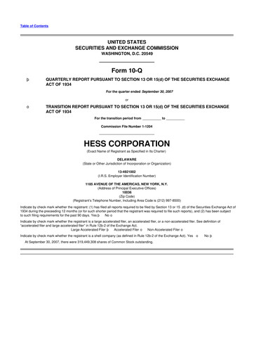 Vorschaubild Hess 10-Q Quartalsbericht  