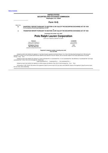 Thumbnail Ralph Lauren 10-Q Quarterly Report FY 