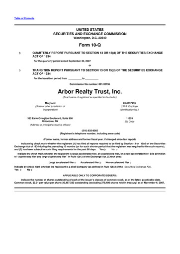 Vorschaubild Arbor Realty Trust
 10-Q Quartalsbericht  