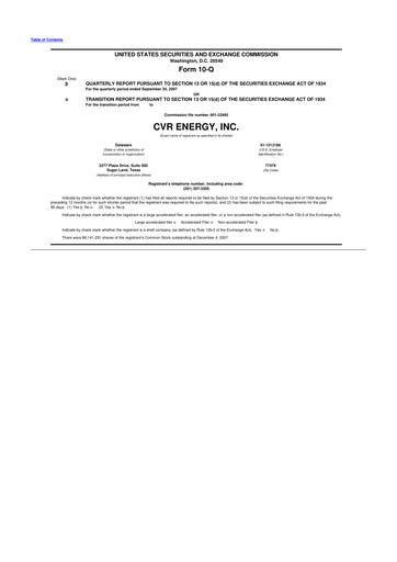 Thumbnail CVR Energy 10-Q Quarterly Report FY 