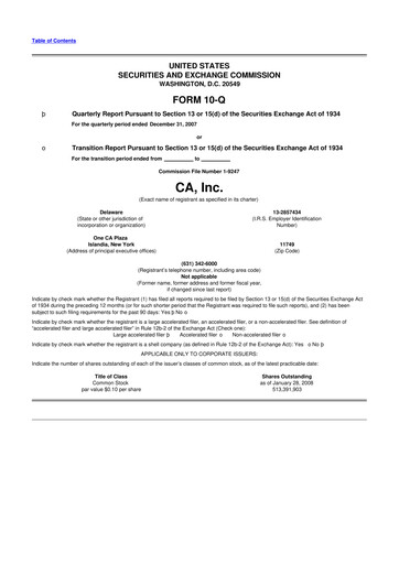 Thumbnail CA Technologies 10-Q Quarterly Report FY 