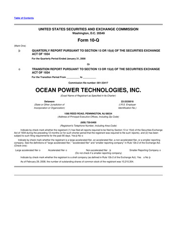 Thumbnail Ocean Power Technologies
 10-Q Quarterly Report FY 
