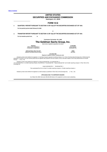 Vorschaubild Goldman Sachs 10-Q Quartalsbericht  