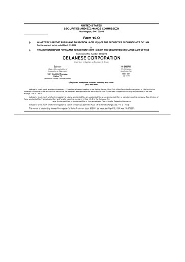 Thumbnail Celanese 10-Q Quarterly Report FY 