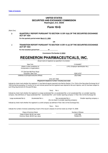Thumbnail Regeneron Pharmaceuticals 10-Q Quarterly Report FY 