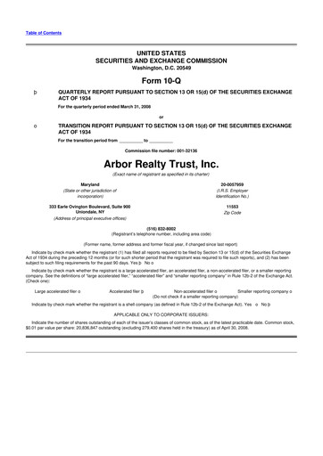 Vorschaubild Arbor Realty Trust
 10-Q Quartalsbericht  