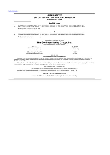 Vorschaubild Goldman Sachs 10-Q Quartalsbericht  