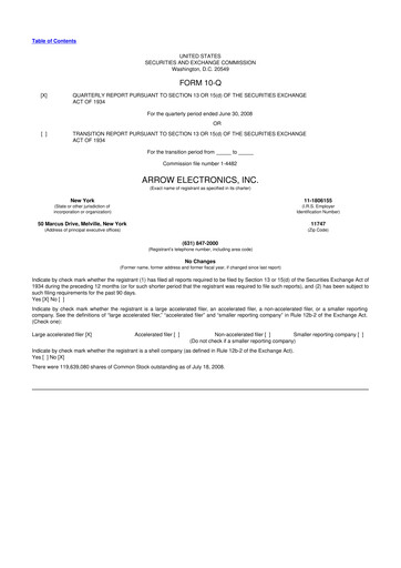 Thumbnail Arrow Electronics
 10-Q Quarterly Report FY 