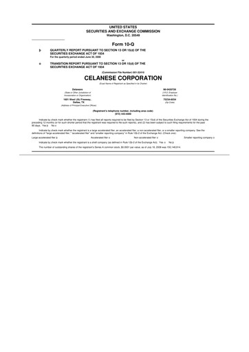 Thumbnail Celanese 10-Q Quarterly Report FY 