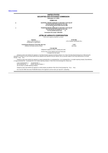 Thumbnail Jetblue Airways
 10-Q Quarterly Report FY 