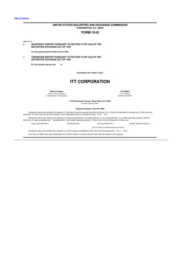 Thumbnail ITT 10-Q Quarterly Report FY 