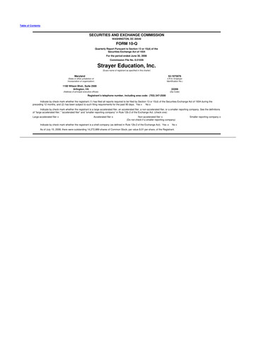 Thumbnail Strategic Education
 10-Q Quarterly Report FY 