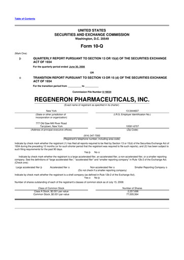 Thumbnail Regeneron Pharmaceuticals 10-Q Quarterly Report FY 