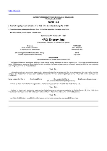 Thumbnail NRG Energy
 10-Q Quarterly Report FY 