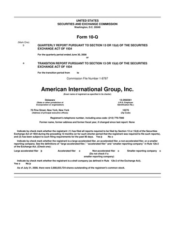 Miniature American International Group 10-Q Rapport trimestriel  