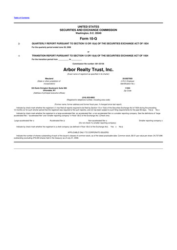 Vorschaubild Arbor Realty Trust
 10-Q Quartalsbericht  