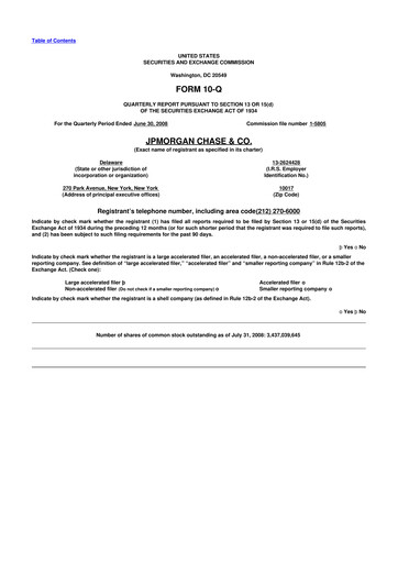 Vorschaubild JPMorgan Chase 10-Q Quartalsbericht  