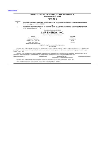 Thumbnail CVR Energy 10-Q Quarterly Report FY 