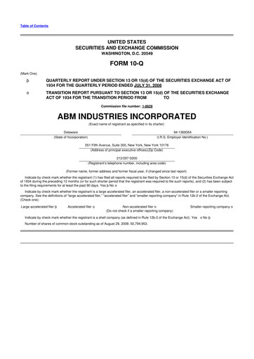 Thumbnail ABM Industries
 10-Q Quarterly Report FY 