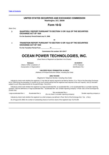 Thumbnail Ocean Power Technologies
 10-Q Quarterly Report FY 