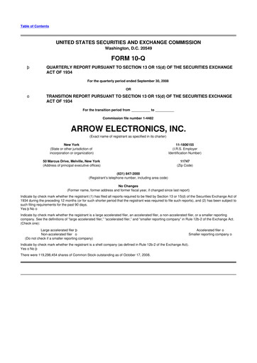 Thumbnail Arrow Electronics
 10-Q Quarterly Report FY 