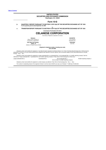 Thumbnail Celanese 10-Q Quarterly Report FY 