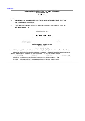 Thumbnail ITT 10-Q Quarterly Report FY 