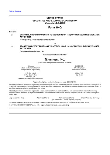 Thumbnail Gartner 10-Q Quarterly Report FY 