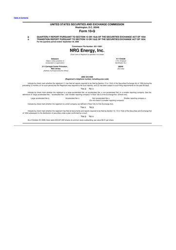 Thumbnail NRG Energy
 10-Q Quarterly Report FY 