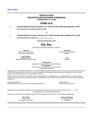 Thumbnail CA Technologies 10-Q Quarterly Report FY 