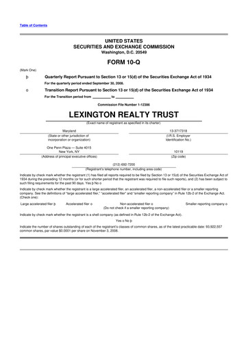 Thumbnail LXP Industrial Trust 10-Q Quarterly Report FY 