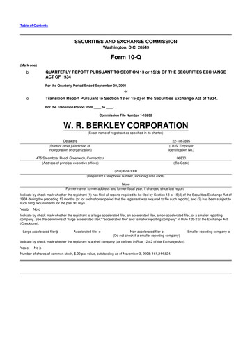 Vorschaubild W. R. Berkley 10-Q Quartalsbericht  