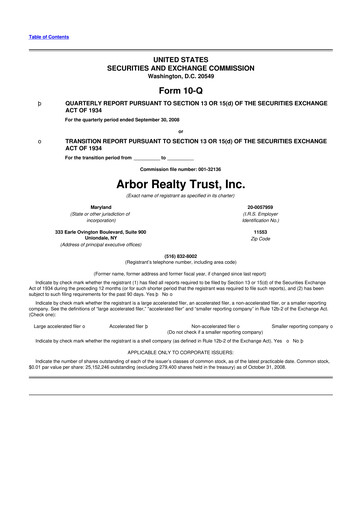 Vorschaubild Arbor Realty Trust
 10-Q Quartalsbericht  